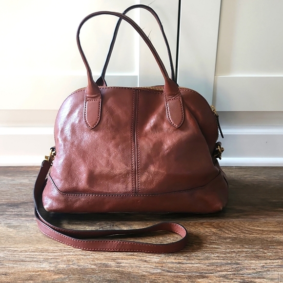 Frye Dome Brown Leather Bag With Adjustable Crossbody Strap - Picture 1 of 11